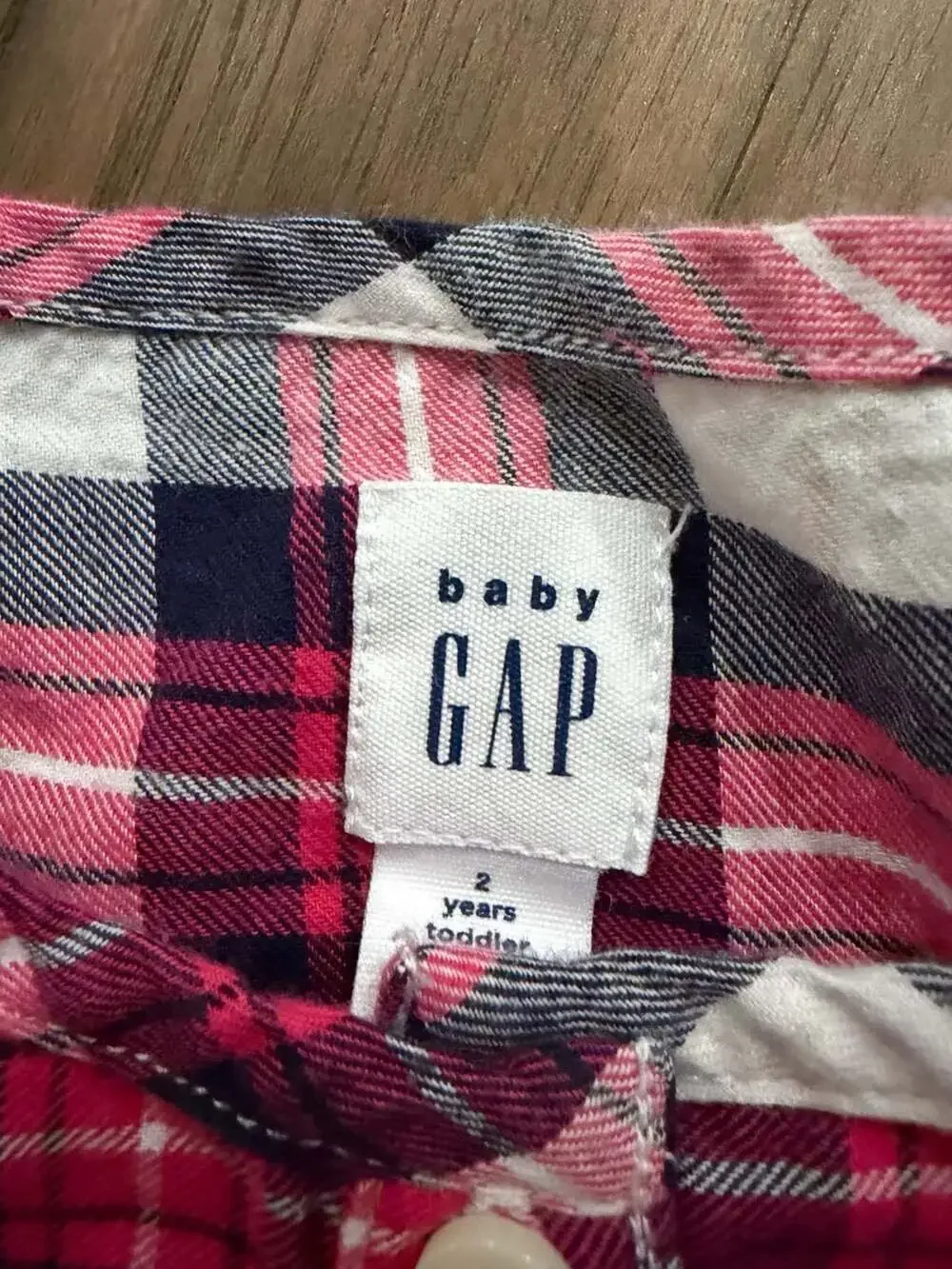 Baby Gap Plaid Ruffled Button-Down Toddler Dress, Pink/Navy, Size 2 Years
